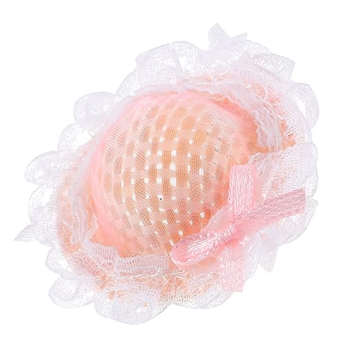BESTonZON Miniaturen Puppenhaus Umdekorieren Tuch Gewebt Hut Ornament Bambus DIY Puppe Hut Rosa von BESTonZON