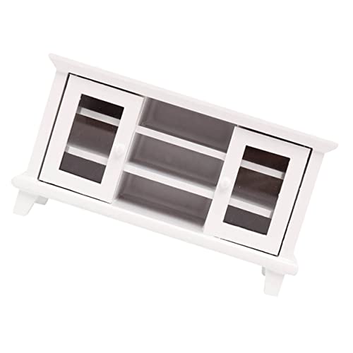 BESTonZON Miniaturmöbel für kinderspielzeug Kid Toys hühner holzspielzeug puppenstubenmöbel Geschenkidee TV-Schrank aus Holz Wohnzimmermöbel Weiß von BESTonZON