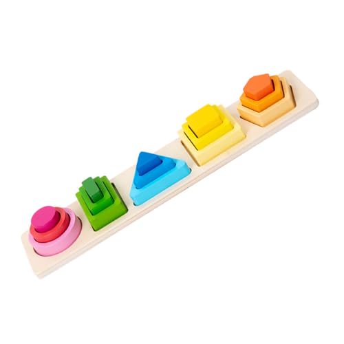 BESTonZON Pädagogisches Holzform-Puzzle Schrittweise Geometrische Formen Für Kleinkinder Passendes Spiel von BESTonZON
