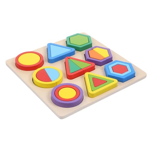 BESTonZON Montessori Holz Bauklötze Farbenfrohes Geometrisches Lernspielzeug für Kleinkinder Farb Formenerkennung Sowie Feinmotorik Pädagogisches Puzzle von BESTonZON