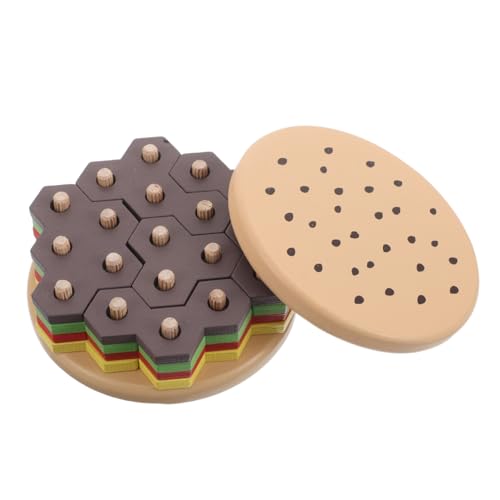 BESTonZON Montessori Holz Hamburger Stapelspielzeug Nachhaltiges Lernspielzeug für Feinmotorik Räumliches Puzzle für Jungen Mädchen BESTonZON Montessori Holz Hamburger Stapelspielzeug Nachhaltiges Lernspielzeug für Feinmotorik Räumliches Puzzle für Jungen Mädchen von BESTonZON