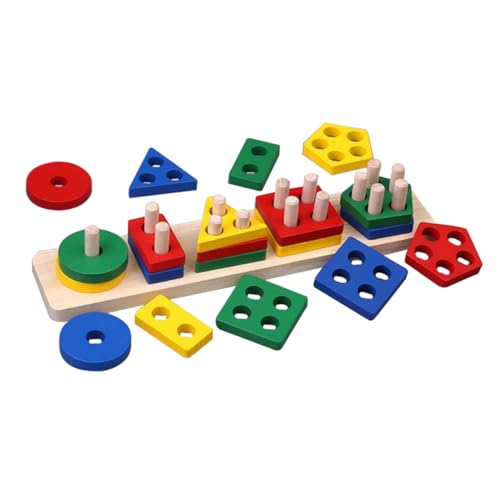 BESTonZON Montessori Holzspielzeug Teilig Bunte Formen Sortierspiel für Kleinkinder Jahre Motorische und Farberkennung Leicht Tragbar Pädagogisches Lernspielzeug von BESTonZON