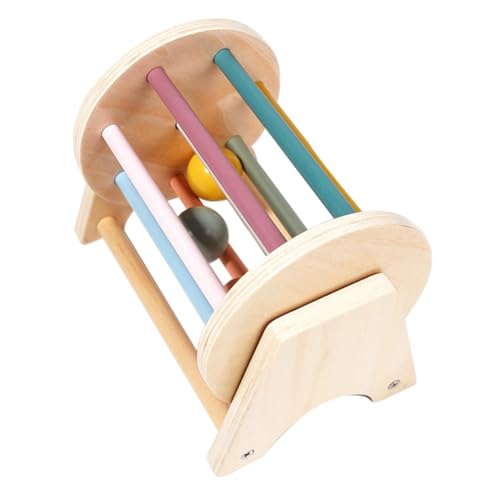BESTonZON Montessori Holzspielzeug Textile Trommel Pädagogisches Motorikspielzeug Ab Jahr Leichtes Tragbares Rollspielzeug zur Farb Hörentwicklung Sicheres Naturmaterial für Kleinkinder von BESTonZON