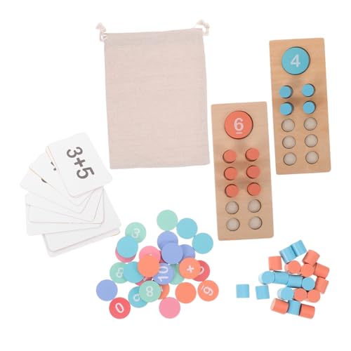 BESTonZON Montessori Rechenhilfe Holzspielzeug Tragbarer Lernzähler mit Bunten Perlen Robustes Mathe Lernspielzeug für Zahlen Addition Subtraktion Kompakt für Unterwegs von BESTonZON