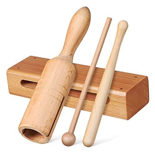 BESTonZON Musikinstrumenten-Set 2 in 1 Holzblock Und Handrohr Für Jungen Und Mädchen Rhythmische Pädagogische Percussion von BESTonZON