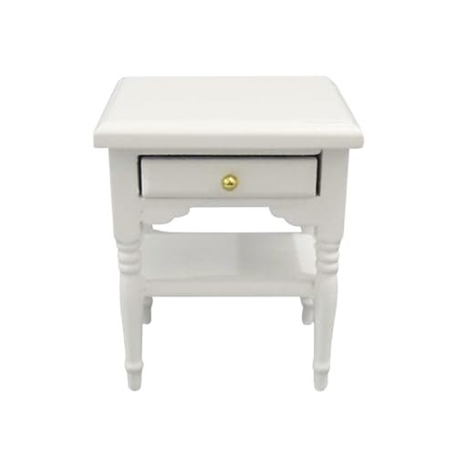 BESTonZON Nachttisch, Puppenschrank, Nachttisch, weiß, Nachttisch, Puppenhaus, Nachttisch, weiß, für Kinder, Miniatur aus Holz von BESTonZON