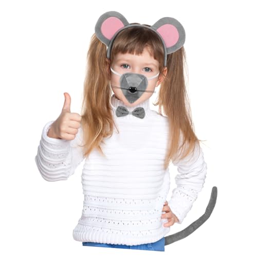 BESTonZON Niedliches Mausohren Stirnband Set mit Nase Schleife und Weiches Tierkostüm Zubehör für Karneval Fasching Party Cosplay BESTonZON Niedliches Mausohren Stirnband Set mit Nase Schleife und Weiches Tierkostüm Zubehör für Karneval Fasching Party Cosplay von BESTonZON