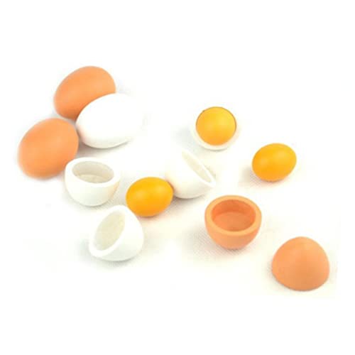 BESTonZON Osterspiele Für Kinder 6 Stück Holzeier Lernspielzeug Kochsimulationsspielzeug BESTonZON Osterspiele Für Kinder 6 Stück Holzeier Lernspielzeug Kochsimulationsspielzeug von BESTonZON