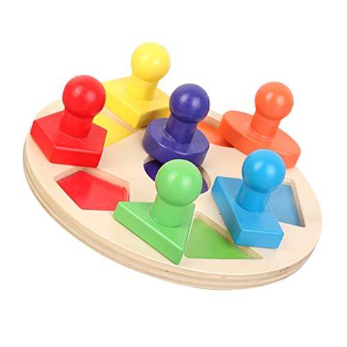 BESTonZON Pädagogisches Holzspielzeug Für Geometrisches Formensortierspiel Für Die Frühkindliche Farbige Rundplatte Mit Verschiedenen Geometrischen Formen Lernspielzeug Für von BESTonZON