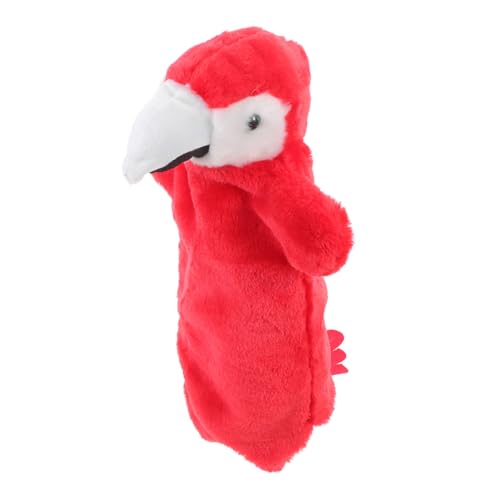 BESTonZON Papageienpuppe Puppen Welpe Marionette Ratte Knuddelig Frosch Pfote Hund Kostüm Handpuppe Simulation Papageienmodell Plüsch Rot von BESTonZON