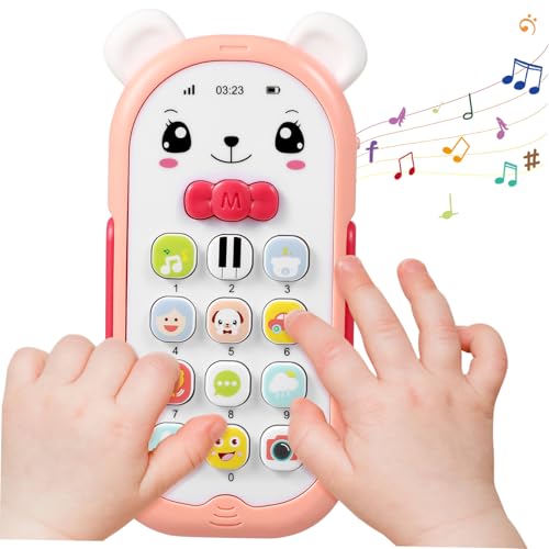 BESTonZON Phone Toy mit Musik und Licht Simuliertes Spielzeugtelefon mit Beißfunktion Geräuscharm für Junge Mädchen Monate Frühförderung für Kleinkinder Lichtrosa Cartoon Design BESTonZON Phone Toy mit Musik und Licht Simuliertes Spielzeugtelefon mit Beißfunktion Geräuscharm für Junge Mädchen Monate Frühförderung für Kleinkinder Lichtrosa Cartoon Design von BESTonZON