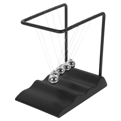 BESTonZON Physikalisches Ornament Newtonsches Kugelstoßpendel mit Wellenbasis Schwarzes Wissenschaftsmodell für Schreibtisch Dekoration und Lernspielzeug Demonstration Physikalischer von BESTonZON