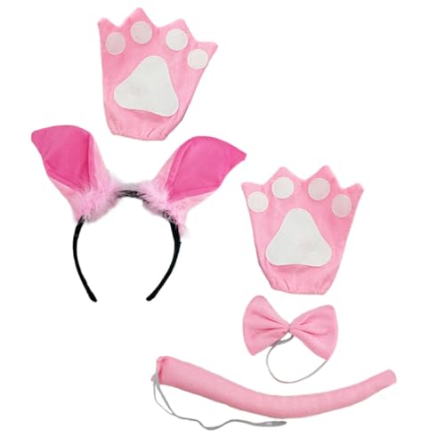 BESTonZON Pig Kostüm Set mit Schweineohren Haarreif Schleife und Handschuhen Weiches Animal Cosplay Zubehör für Halloween Karneval und Bühnenauftritte BESTonZON Pig Kostüm Set mit Schweineohren Haarreif Schleife und Handschuhen Weiches Animal Cosplay Zubehör für Halloween Karneval und Bühnenauftritte von BESTonZON