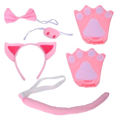 BESTonZON Pig Kostüm mit Haarreif Schweineohren Schleife Nase und Handschuhen Leichtes Cosplay Zubehör für Halloween Party und Fasching BESTonZON Pig Kostüm mit Haarreif Schweineohren Schleife Nase und Handschuhen Leichtes Cosplay Zubehör für Halloween Party und Fasching von BESTonZON