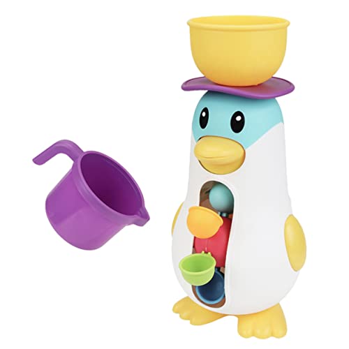 BESTonZON Plastik Badewannenspielzeug Niedlicher Pinguin Windrad Badespaß Leichtes Hautfreundliches Wasserspielzeug für Junge Mädchen und Kleinkinder Tragbar für Badewanne Pool und Strand von BESTonZON