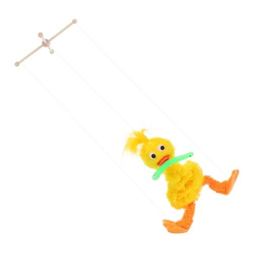BESTonZON Plüsch Ente Marionette Gelb Kuscheliges Puppenspielzeug Weiches Stofftier Mit Ziehschnur Für Interaktive Bewegliche Handgefertigte Tierfigur von BESTonZON