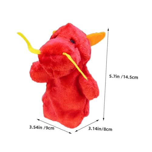BESTonZON Plüsch Handpuppe Drache Rot Kuscheliges Tier Handspielzeug für Eltern Junge Mädchen Interaktion Waschbar für Geschichten Erzählen Rollenspiele und Frühe Bildungsspielzeuge von BESTonZON