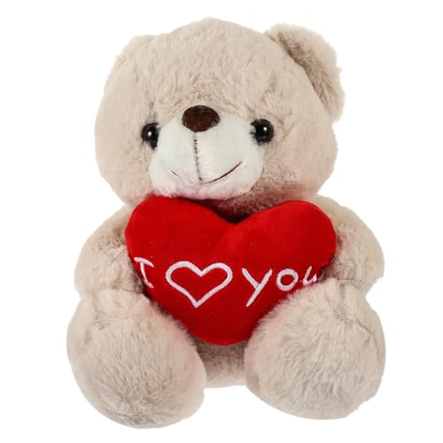 BESTonZON Plüsch Kuscheltier mit Herz Beige Weiches Stofftier für Valentinstag Verarbeitet Langlebig und Anschmiegsam zum und Schlafbegleiter von BESTonZON