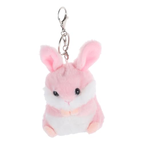 BESTonZON Plüsch Schlüsselanhänger Kaninchen und Hamster Cartoon Anhänger Weicher Kuscheltier Anhänger mit Langlebigem Metallkarabiner Dekoratives für Taschen Rucksäcke und Accessoires Rosa von BESTonZON