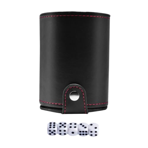 BESTonZON Pu-Leder Würfelbecher mit Würfeln Doppellagiger Party Würfelhalter Leises Shaking Dice Cup Vielseitiger Würfelbehälter für Bar Club und Spieleabend BESTonZON Pu-Leder Würfelbecher mit Würfeln Doppellagiger Party Würfelhalter Leises Shaking Dice Cup Vielseitiger Würfelbehälter für Bar Club und Spieleabend von BESTonZON