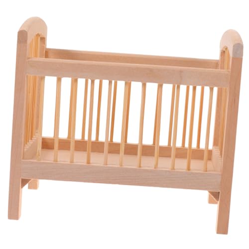 BESTonZON Puppen-Krippe Wiege für Babypuppen Miniatur Puppenhaus klein Mini-Puppenbettmodell sicherheitsleine für für Puppenwiege Möbel für Spielzeughäuser hölzern von BESTonZON