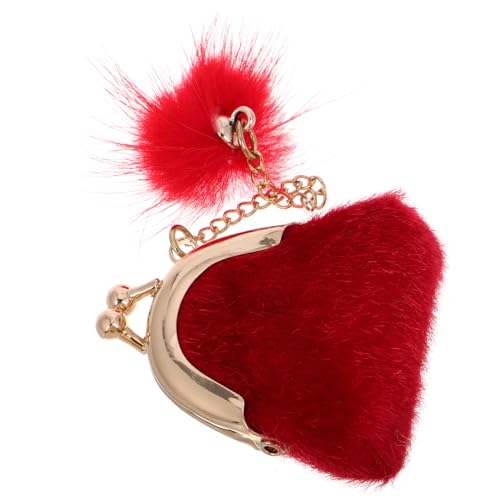 BESTonZON Puppen-schmuckbeutel Mini-neuheitsdekoration Miniaturpuppen Puppenhaus Kurze Puppen Zubehör Für Puppenkostüme Hochzeitspuppen Mini-Dekoration Mini-geldbörsen Für Frauen Rot Flaum von BESTonZON