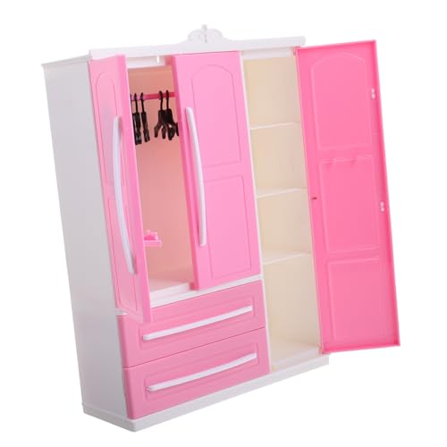 BESTonZON Puppengarderobe Möbel Babypuppe Miniaturgarderobe Puppenhaus Werkzeuge Haustier Kleidung Kleiderbügel Puppenhaus Küchenschränke Puppenschrank Kleiderschrank Puppenschrank Schrank von BESTonZON