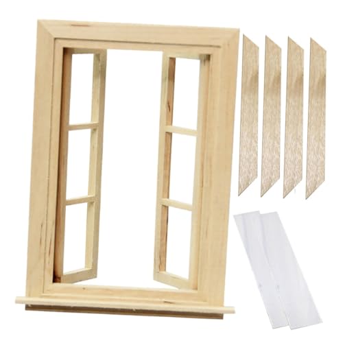 BESTonZON Puppenhaus 6 Fenster bastelset basteln für Crafts for Safe Toy Children Toys Miniatur-Dinge Puppenhaus-Miniaturen Puppenhausmöbel Miniaturmöbel Holz von BESTonZON