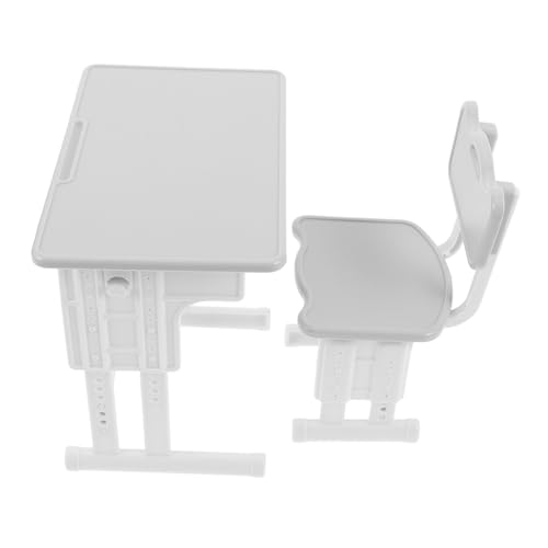 BESTonZON Puppenhaus Miniatur Klassenzimmer Schreibtisch und Stuhl Set aus Langlebigem Kunststoff Realistische Lernumgebung für Kompakt und Tragbar für Kreatives Rollenspiel von BESTonZON