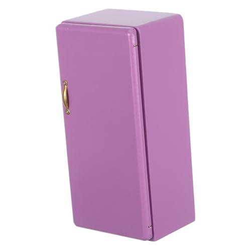 BESTonZON Puppenhaus Miniatur Kühlschrank Modell Realistische Holz Nachbildung Einflügeltür Maßstabsgetreu für Küche Wohn Esszimmer Zubehör für Rollenspiel von BESTonZON