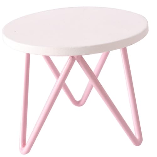 BESTonZON Puppenhaus Möbel DIY Miniaturmöbel für Wohnzimmer Schlafzimmer Arbeitszimmer Dekoration Niedlicher Weißer Tisch mit Rosa Beinen für Puppen und Miniaturwelten von BESTonZON