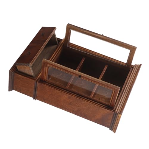 BESTonZON Puppenhaus Möbel Miniatur Holz Schrank Chestnut Finish Realistisches Aufbewahrungsregal für Wohnzimmer DIY Kreatives Spiel Sammler von BESTonZON