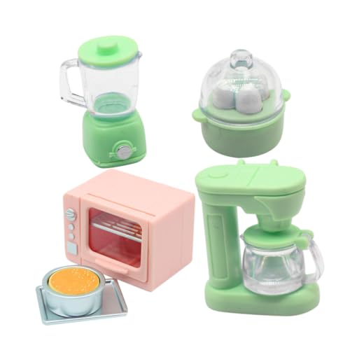 BESTonZON Dollhouse Zubehör Puppenhaus Zubehör Set Mit Realistischen Öbeln Backofen Kaffeemaschine Und Eierkocher 4 Teiliges Mini Modell Für Kreative Spielwelten von BESTonZON