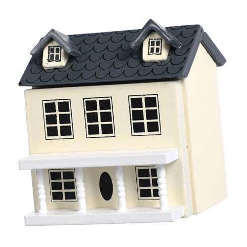 BESTonZON Puppenhaus Mini 112 Graues Dach Entzückende Miniaturvilla Holzhaus Dekoratives Modellhaus von BESTonZON