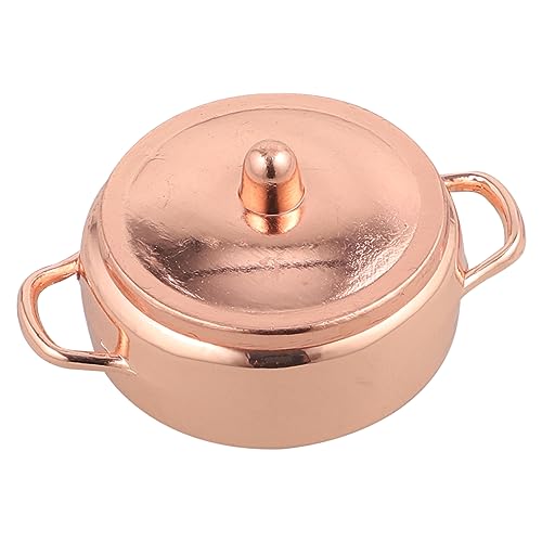BESTonZON Puppenhauszubehör Mikro Ornamente Mini-Herde Ornamente Miniaturtöpfe Mini- -miniaturtöpfe Puppenhaus-minikocher Eintopfmodell Mini-kochgeschirr Für Die Küche Legierung Rose Gold von BESTonZON