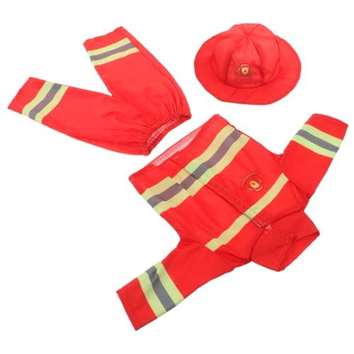 BESTonZON Puppenkleidung Feuerwehrmann Kostüm mit Helm für Mädchen Puppen Outfit Spielzeugkleidung für Rollenspiel und Verkleidung von BESTonZON