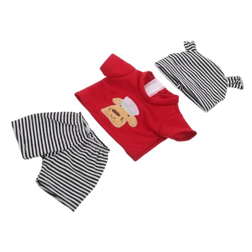 BESTonZON Puppenkleidung Jungen Mädchen Reborn Puppen Outfits mit Streifenmuster Hundemotiv Hose und Mütze Kindgerechte Passform für Rollenspiele und Festtage von BESTonZON