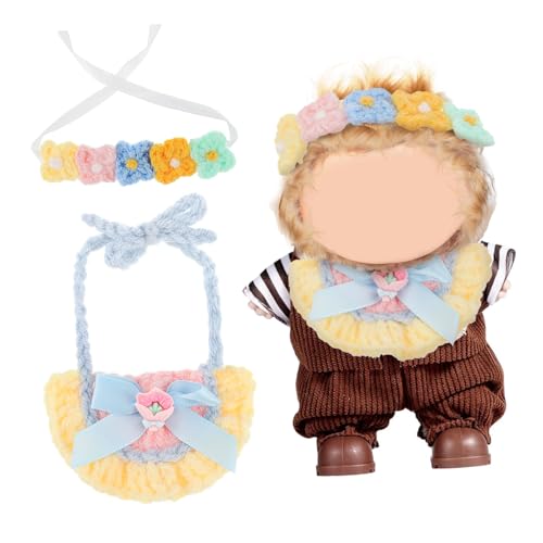 BESTonZON Puppenkleidung Zubehör Kompatibel für Labubu Puppen Outfit mit Blumigem Stirnband und Spucktuch Set als Fotorequisite und Kostümaccessoire für Sammler von BESTonZON