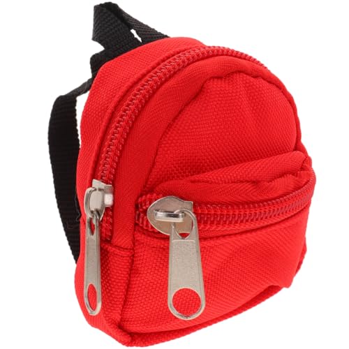 BESTonZON Puppenrucksack Mini-Rucksack Für Puppen Rucksack Aus Puppenstoff Mikrorucksack Für Puppen Mini-Puppen Für Schulbedarf Bjd Puppe Rucksack Mini-Puppen-schultaschen Rot Polyester von BESTonZON