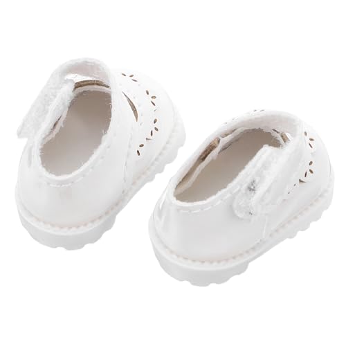 BESTonZON Puppenschuhe Weiß Mini PU Prinzessin Schuhe Ersatz für Puppen Kleidung Zubehör Einfaches An Ausziehen für Dollhouse Kostümwechsel von BESTonZON