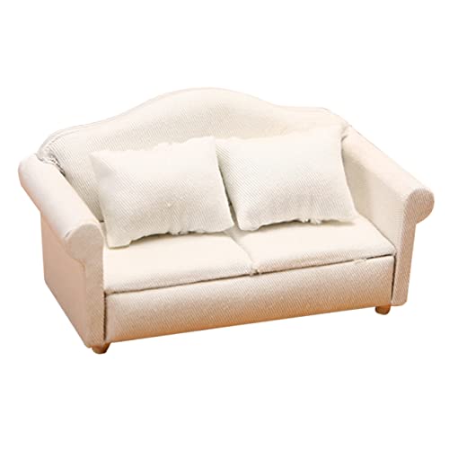 BESTonZON Puppenstubensofa Puppensofamöbel Miniaturmöbel für Puppenstuben Weihnachts präsente Modelle Puppenhaus aus Holz kleines Sofa Fotorequisite -Sofa-Modell von BESTonZON