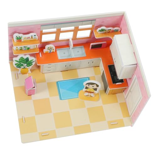 BESTonZON Puzzle DIY Küchenmodell aus Papier Kindersicheres Langlebiges Bastelspielzeug Wiederverwendbar mit Anleitung als Geschenk für Ab Jahren von BESTonZON