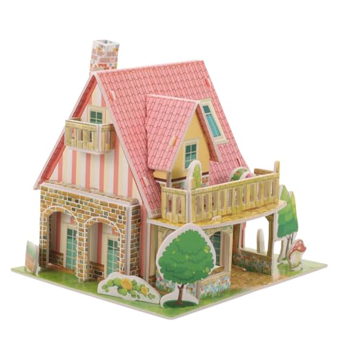 BESTonZON Puzzle Haus Bausatz DIY Papiermodell Jahre Unvollendetes Miniatur Villa Modell Bastelset Kinderhandwerk für Zimmerdekoration und Lernspielzeug von BESTonZON
