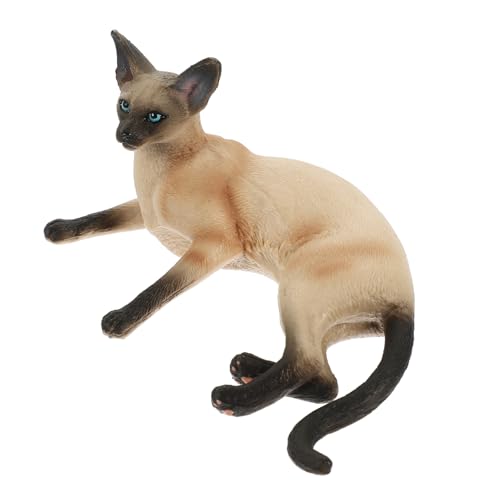 BESTonZON Realistische Siamkatze Dekofigur aus Widerstandsfähigem Kunststoff Kleine Katzenstatue für und Party Naturgetreues Katzenornament für Schlafzimmer und Garten von BESTonZON