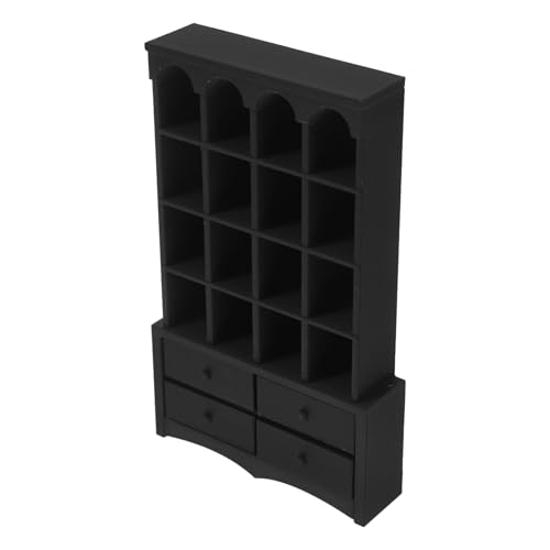 BESTonZON Retro Mini Aufbewahrungsschrank Dekoration für Puppenhaus Möbelzubehör Schwarz für Kreative Spielstunden Einzigartiges Deko Element von BESTonZON