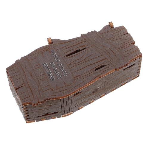 BESTonZON Ring Organizer Halloween Dekor Holztablett Andenken Display Organizer Sarg Ohrringhalter Sargtablett Gruseliges Halloween Tablett Gruselige Essensplatte von BESTonZON