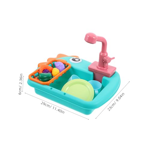 BESTonZON Rollenspiel Spülbecken mit Fließendem Wasser Elektrischer Wasserkreislauf Multifunktionaler Geschirrspüler und Wasserspielzeug für Jungen und Mädchen Blau Detailreich Gestaltet von BESTonZON