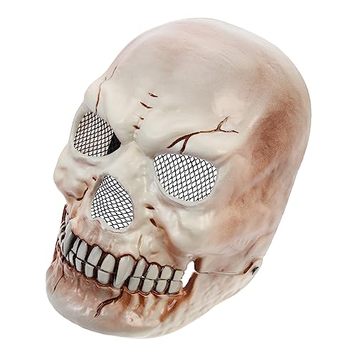 BESTonZON Schädelmaske Skelettmaske Gruselige Halloween-Masken skelettierte Kopfbedeckung Mantel halloween mitgebsel halloween oblaten Halloween-Versorgung beängstigende Maske Plastik Weiß von BESTonZON