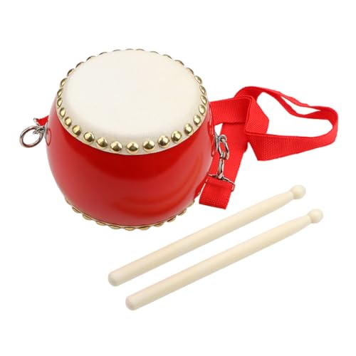 BESTonZON Schlagzeug Rote Handtrommel mit Trommelstöcken Percussion Musikinstrument für Kleinkinder Bühnenauftritte und Musikspielzeug Musikalischen Entwicklung von BESTonZON