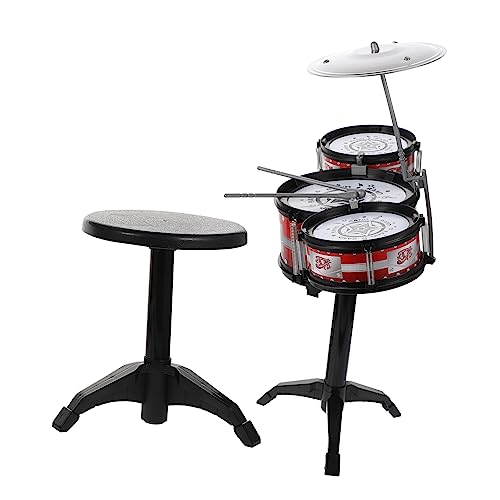 BESTonZON Schlagzeug Set Robust Pädagogisches Jazz Drum Toy Musikspielzeug TLG Trommelstuhl für Kleinkinder zur Musikalischen Früherziehung und Eltern Junge Mädchen Interaktion von BESTonZON